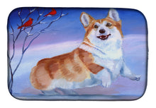 Load image into Gallery viewer, Corgi Snow Cardinal Dish Drying Mat – Absorbent, Artistic Kitchen Essentials 7328DDM