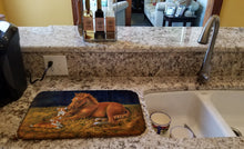 Load image into Gallery viewer, Corgi Sunrise with Colt  Dish Drying Mat – Absorbent, Artistic Kitchen Essentials 7329DDM