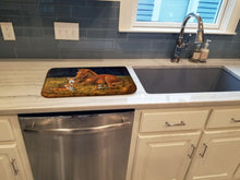 Load image into Gallery viewer, Corgi Sunrise with Colt  Dish Drying Mat – Absorbent, Artistic Kitchen Essentials 7329DDM