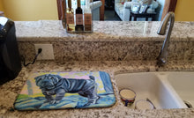 Load image into Gallery viewer, Blue Shar Pei Dish Drying Mat – Absorbent, Artistic Kitchen Essentials 7333DDM