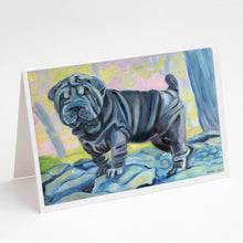 Load image into Gallery viewer, Blue Shar Pei Greeting Cards -  Blank Note Cards – 8-Pack of Artist-Designed Cards with Envelopes