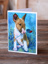 Load image into Gallery viewer, Bull Terrier Rose for Mom Greeting Cards -  Blank Note Cards – 8-Pack of Artist-Designed Cards with Envelopes