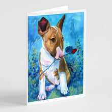 Load image into Gallery viewer, Bull Terrier Rose for Mom Greeting Cards -  Blank Note Cards – 8-Pack of Artist-Designed Cards with Envelopes