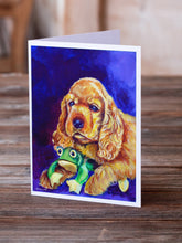 Load image into Gallery viewer, Cocker Spaniel with Frog Greeting Cards -  Blank Note Cards – 8-Pack of Artist-Designed Cards with Envelopes