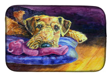 Load image into Gallery viewer, Airedale Terrier Teddy Bear Dish Drying Mat – Absorbent, Artistic Kitchen Essentials 7345DDM