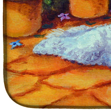 Load image into Gallery viewer, Bichon Frise on the patio Dish Drying Mat – Absorbent, Artistic Kitchen Essentials 7346DDM