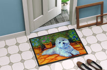 Load image into Gallery viewer, Bichon Frise on the patio Doormat - 24x36 Decorative Floor Mat – Indoor/Outdoor Rug