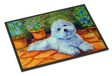 Load image into Gallery viewer, Bichon Frise on the patio Doormat - 18x27 Decorative Floor Mat – Indoor/Outdoor Rug with Artistic Flair 7346MAT