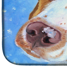 Load image into Gallery viewer, Snow Baby Brittany Spaniel Dish Drying Mat – Absorbent, Artistic Kitchen Essentials 7348DDM