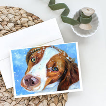 Load image into Gallery viewer, Snow Baby Brittany Spaniel Greeting Cards -  Blank Note Cards – 8-Pack of Artist-Designed Cards with Envelopes