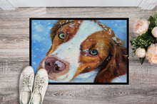 Load image into Gallery viewer, Snow Baby Brittany Spaniel Doormat - 24x36 Decorative Floor Mat – Indoor/Outdoor Rug