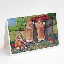 Load image into Gallery viewer, Apple Helper Corgis Greeting Cards -  Blank Note Cards – 8-Pack of Artist-Designed Cards with Envelopes