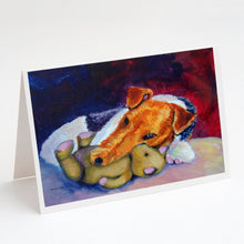 Load image into Gallery viewer, Fox Terrier and Teddy Bear Greeting Cards -  Blank Note Cards – 8-Pack of Artist-Designed Cards with Envelopes