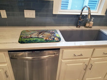 Load image into Gallery viewer, Wolf and Hummingbird Dish Drying Mat – Absorbent, Artistic Kitchen Essentials 7356DDM