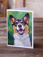 Load image into Gallery viewer, Tricolor Pembroke Corgi Greeting Cards -  Blank Note Cards – 8-Pack of Artist-Designed Cards with Envelopes