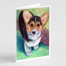 Load image into Gallery viewer, Pembroke Corgi Puppy Greeting Cards -  Blank Note Cards – 8-Pack of Artist-Designed Cards with Envelopes