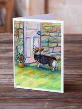 Load image into Gallery viewer, Let me in Corgi Greeting Cards -  Blank Note Cards – 8-Pack of Artist-Designed Cards with Envelopes