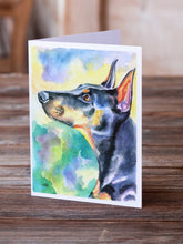 Load image into Gallery viewer, Watercolor Doberman Greeting Cards -  Blank Note Cards – 8-Pack of Artist-Designed Cards with Envelopes
