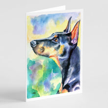 Load image into Gallery viewer, Watercolor Doberman Greeting Cards -  Blank Note Cards – 8-Pack of Artist-Designed Cards with Envelopes