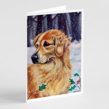 Load image into Gallery viewer, Golden Retriver Holly Greeting Cards -  Blank Note Cards – 8-Pack of Artist-Designed Cards with Envelopes