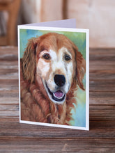 Load image into Gallery viewer, Golden Retriver Good Boy Greeting Cards -  Blank Note Cards – 8-Pack of Artist-Designed Cards with Envelopes