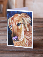 Load image into Gallery viewer, Golden Retriver Huh Greeting Cards -  Blank Note Cards – 8-Pack of Artist-Designed Cards with Envelopes