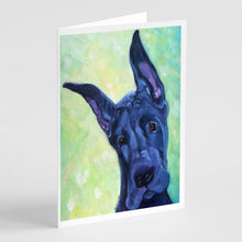 Load image into Gallery viewer, Great Dane Midnight Puppy Greeting Cards -  Blank Note Cards – 8-Pack of Artist-Designed Cards with Envelopes