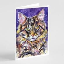 Load image into Gallery viewer, Maine Coon Sassy Greeting Cards -  Blank Note Cards – 8-Pack of Artist-Designed Cards with Envelopes