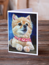 Load image into Gallery viewer, Fancy Bandana Pomeranian Puppy Greeting Cards -  Blank Note Cards – 8-Pack of Artist-Designed Cards with Envelopes
