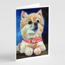 Load image into Gallery viewer, Fancy Bandana Pomeranian Puppy Greeting Cards -  Blank Note Cards – 8-Pack of Artist-Designed Cards with Envelopes