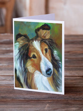Load image into Gallery viewer, Sheltie Curiosity Greeting Cards -  Blank Note Cards – 8-Pack of Artist-Designed Cards with Envelopes