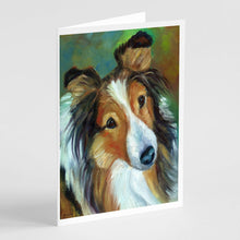 Load image into Gallery viewer, Sheltie Curiosity Greeting Cards -  Blank Note Cards – 8-Pack of Artist-Designed Cards with Envelopes