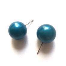 Load image into Gallery viewer, Aqua Metallic Jumbo Ball Stud Earrings