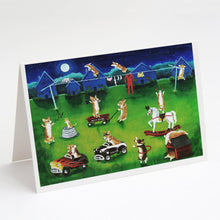 Load image into Gallery viewer, Corgi Backyard Circus Greeting Cards -  Blank Note Cards – 8-Pack of Artist-Designed Cards with Envelopes