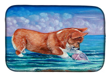 Load image into Gallery viewer, Corgi Sea Shell Find Dish Drying Mat – Absorbent, Artistic Kitchen Essentials 7407DDM