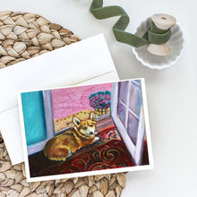 Load image into Gallery viewer, Corgi Watching from the Door Greeting Cards -  Blank Note Cards – 8-Pack of Artist-Designed Cards with Envelopes