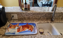 Load image into Gallery viewer, Corgi Cardinal Buddy Dish Drying Mat – Absorbent, Artistic Kitchen Essentials 7411DDM