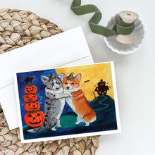 Load image into Gallery viewer, Corgi Halloween Scare Greeting Cards -  Blank Note Cards – 8-Pack of Artist-Designed Cards with Envelopes