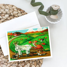 Load image into Gallery viewer, Corgi Pumpkin Ride with Goat Greeting Cards -  Blank Note Cards – 8-Pack of Artist-Designed Cards with Envelopes