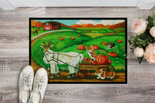 Load image into Gallery viewer, Corgi Pumpkin Ride with Goat Doormat - 18x27 Decorative Floor Mat – Indoor/Outdoor Rug with Artistic Flair 7414MAT