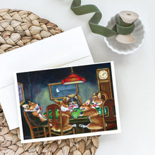 Load image into Gallery viewer, Corgi Playing Poker Greeting Cards -  Blank Note Cards – 8-Pack of Artist-Designed Cards with Envelopes