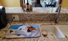Load image into Gallery viewer, Great Pyrenees at the Beach Dish Drying Mat – Absorbent, Artistic Kitchen Essentials 7417DDM