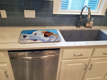 Load image into Gallery viewer, Great Pyrenees at the Beach Dish Drying Mat – Absorbent, Artistic Kitchen Essentials 7417DDM