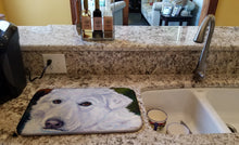 Load image into Gallery viewer, Great Pyrenees Contemplation Dish Drying Mat – Absorbent, Artistic Kitchen Essentials 7418DDM