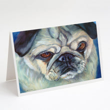 Load image into Gallery viewer, Pug in Thought Greeting Cards -  Blank Note Cards – 8-Pack of Artist-Designed Cards with Envelopes