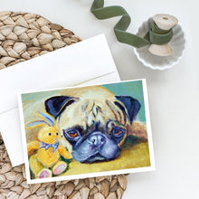 Load image into Gallery viewer, Pug Bunny Rabbit Greeting Cards -  Blank Note Cards – 8-Pack of Artist-Designed Cards with Envelopes