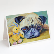 Load image into Gallery viewer, Pug Bunny Rabbit Greeting Cards -  Blank Note Cards – 8-Pack of Artist-Designed Cards with Envelopes
