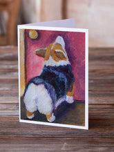 Load image into Gallery viewer, Corgi Let me in Greeting Cards -  Blank Note Cards – 8-Pack of Artist-Designed Cards with Envelopes