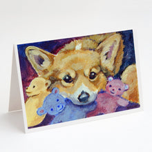 Load image into Gallery viewer, Corgi with all the toys Greeting Cards -  Blank Note Cards – 8-Pack of Artist-Designed Cards with Envelopes