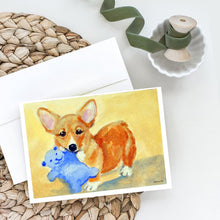 Load image into Gallery viewer, Corgi and Teddy Bear Greeting Cards -  Blank Note Cards – 8-Pack of Artist-Designed Cards with Envelopes